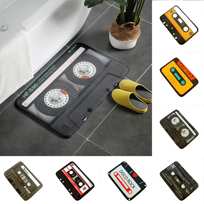 

Entrance Door Mat Retro Cassette Music Tape Floor Rug Multiple Choice Funny Carpets Living Room Kitchen Non-Slip Bathroom Decor