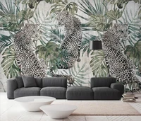 custom 3d wallpaper mural new european retro modern minimalist green plant tiger background paper papel de parede 3d