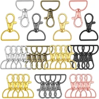 10pcs swivel clasps with d rings lanyard snap hooks keychain clip hook metal lobster claw clasps for lanyard key rings crafting