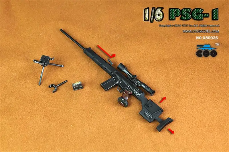 

COOMODEL X80026 1/6th Mini Weapon PSG-1 Sniper Rifle PVC Material Toys Model Can't Be Fired Can Suit Body Action Collectable