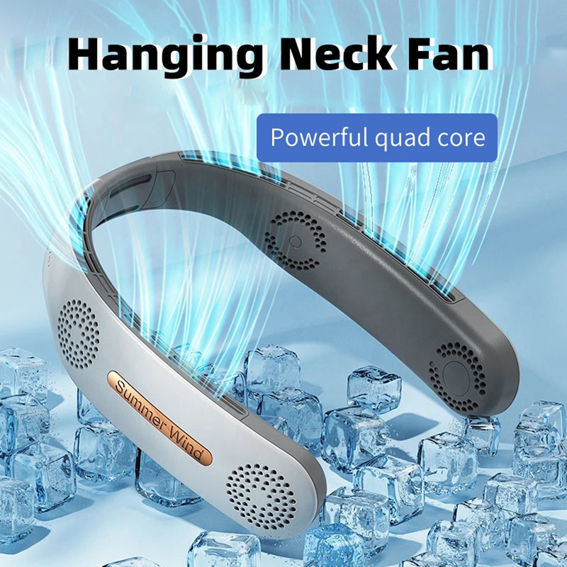 

Portable Mini Neck Fan Silent Bladeless Fan USB Rechargeable Leafless Hanging Fans Air Cooler Cooling Wearable Neckband Fans