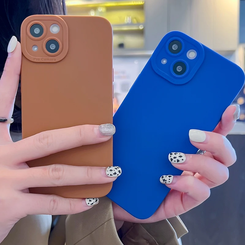 

Fashion Pure Color Phone Case For iPhone 13 12 11 Pro Max X Xr Xs Max 8 7 Plus SE 2 Camera Protection Soft TPU Shockproof Cover