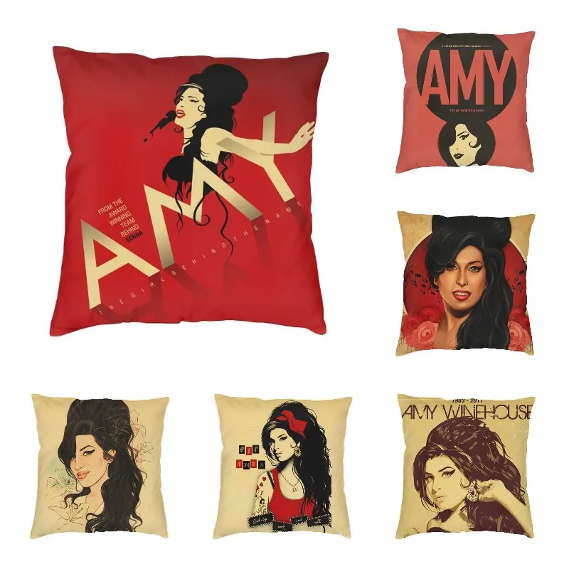 

Modern Amy Winehouse Sofa Cushion Cover Polyester British Singer Pillow Case Living Room Decoration Pillowcase
