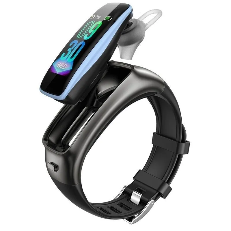 

TB02 Answer Earphone Smart Bracelet 2 in 1 Noise Reduction with Mic 0.96" Heart Rate Blood Pressure Smart Band Music Headsets