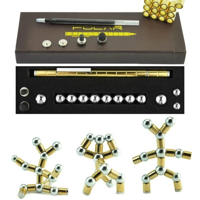 

Focus Modular Magic Magnetic Gel Pen DIY Capacitance Ball Pen Tri-Spinner Metal Cube Tool Toy Ballpoint Pen Stationery 03655
