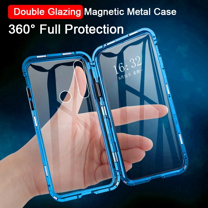 Magnetic Metal Double Side Glass Case For Huawei Honor Note 10 20 View 20 P30 P20 Pro Lite Nova 5 5i 4 4E 3i Play 3 Cover