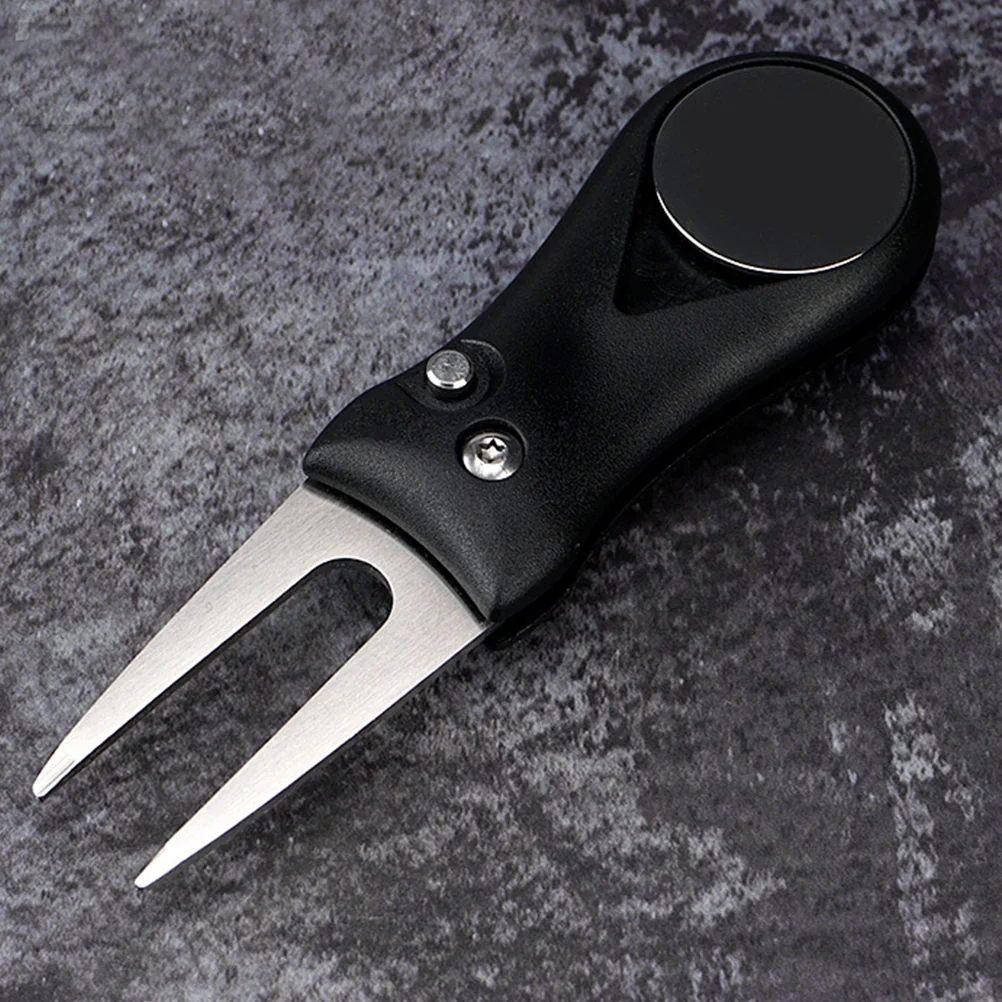 

Stainless Steel Grass Repair Tool Divot Tool Fork ABS Handle Folding Greens Fork Training Tools ( Black )