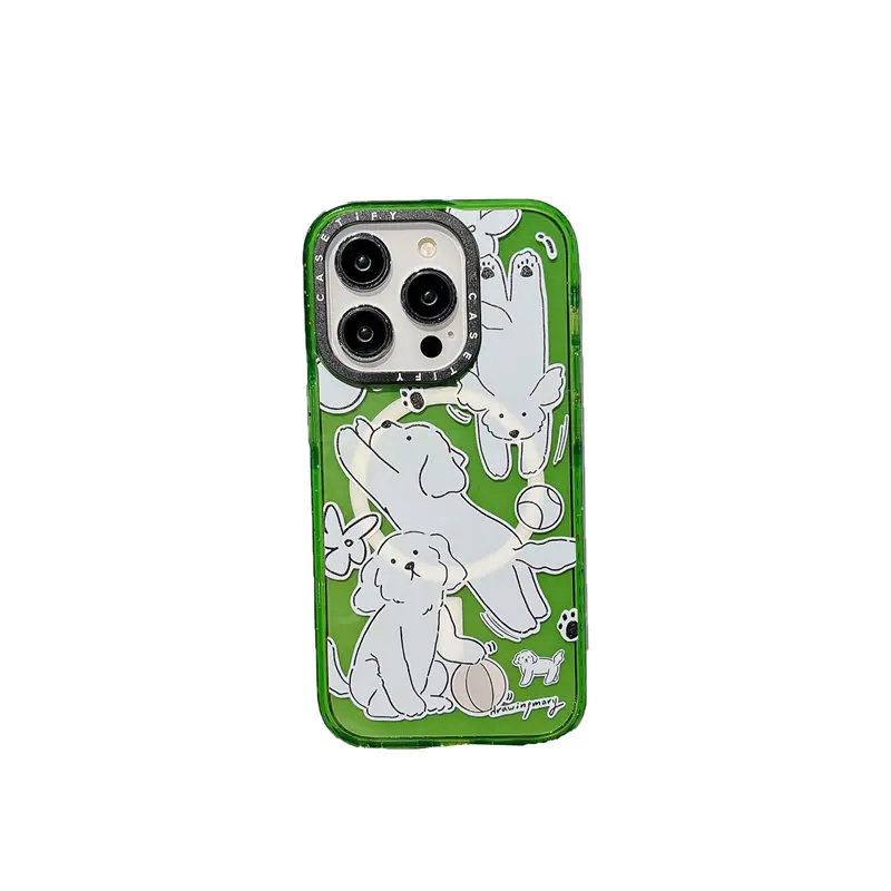 

CASETIFY счастливый мяч щенок Блестящий Магнитный акриловый чехол для IPhone 12 13 14Pro Max 12 13 14Pro 14 13 12 14Plus задняя крышка B0610