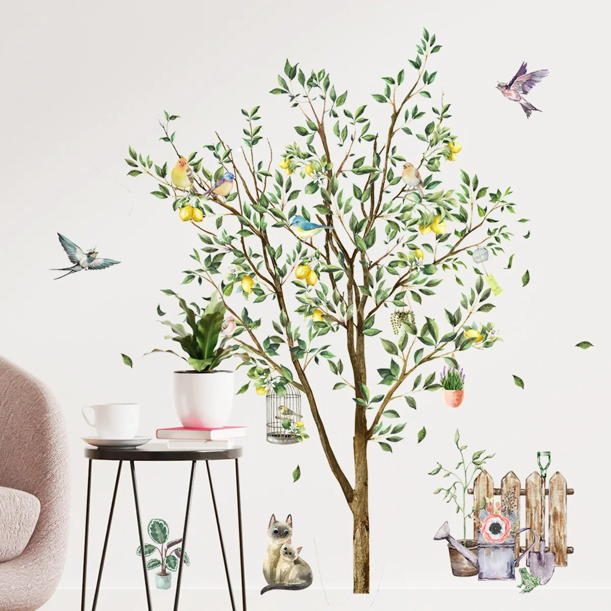 

Lemon Tree Animal Wall Stickers Living Room Decoration Bedroom Home Decor Removable Wall Decals for Room Decorative Wallpapers