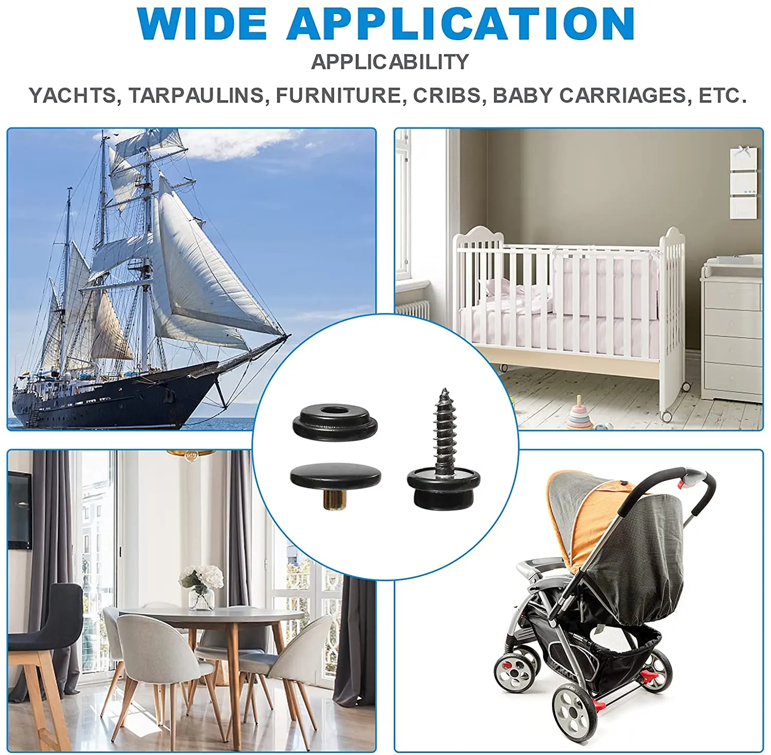 150 шт. винтовые защелки набор креплений с инструментом черные кнопки из