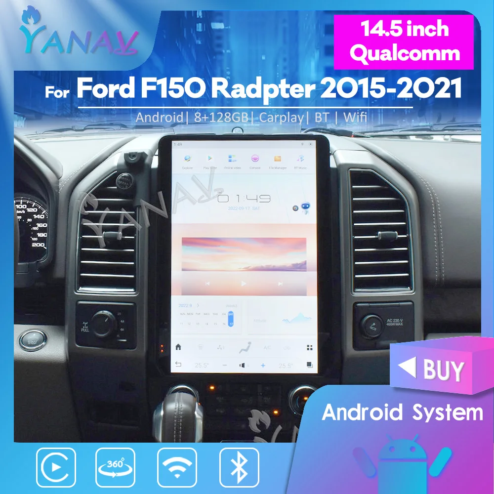 

Автомобильный радиоприемник на Android, 14,5 дюйма, 8 + 128 ГБ, для Ford F150 Radpter 2015-2021, стерео, беспроводное головное устройство Carplay, GPS-навигация, мульти...
