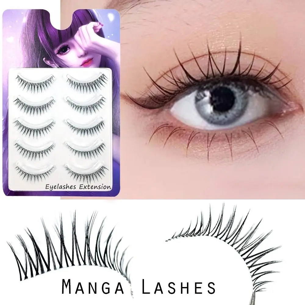 

5 Pairs Eyelash Extension Tool Volume Superfine TM05 Little Devils Manga Lashes Transparent Stem False Eyelashes