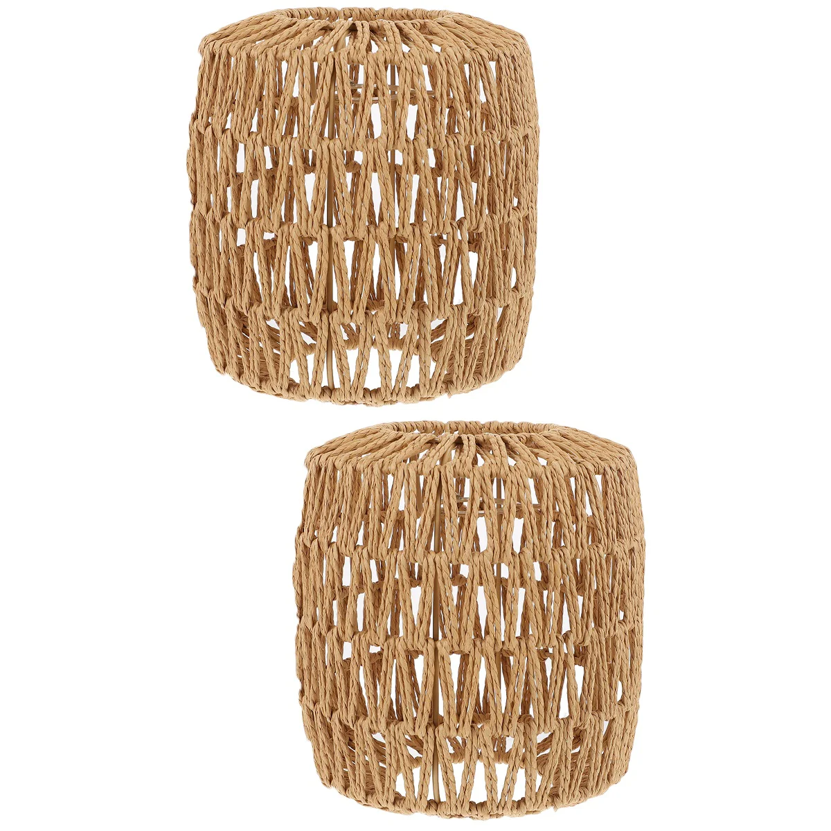

2 pcs Round Retro Vintage Rattan Lamp Shade Chandelier Lampshade Lamp Cover Chandelier Pendant Cover Lamp Shade Holder