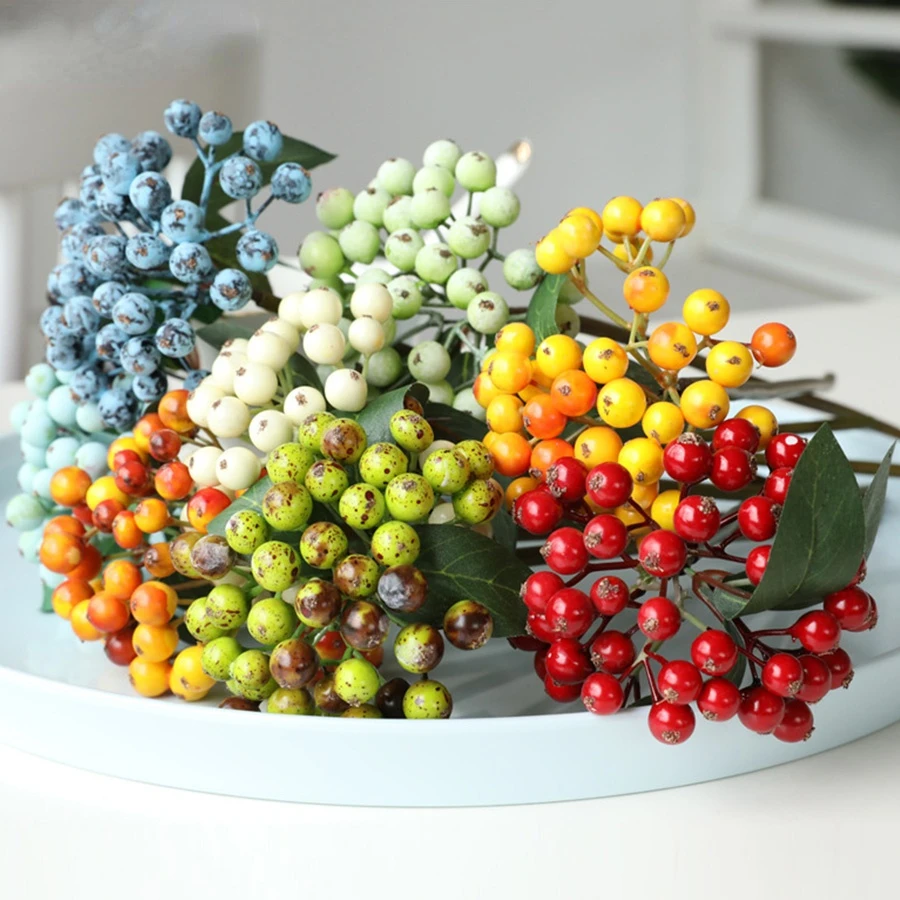 

mini artificial berries flower Christmas fruit fake berry and small foam flowers decoration wedding home table plant arrangment