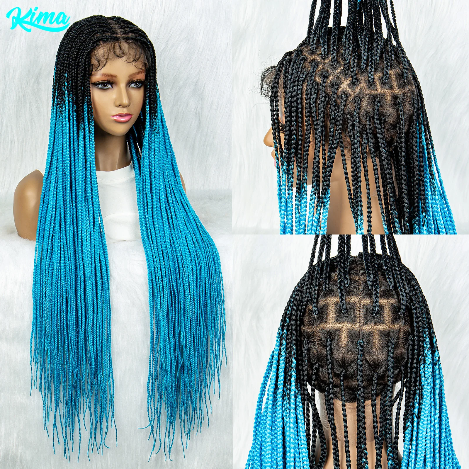 Ful Synthetic Full Lace Wig Braided Wigs For Black Women 34 Inches Braiding Hair Knotless Box Cornrow Braids Wigs