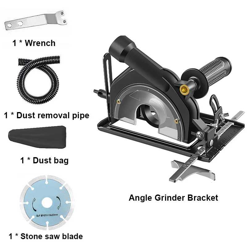 Home Tool 0~40mm Depth Cutting Machine Accessories Base Adjustable Angle Grinder Bracket To With Guide Ruler And Stone Saw Blade
