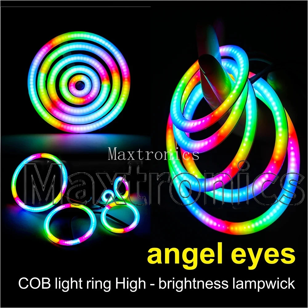 Фото Светодиодное кольцо Angel's Eye DC5V WS2812 FCOB RGB с 18/36/54/72/90 светодиодами, индивидуально адресуемые, контроллер LED с 28 клавишами / SP611e Bluetooth APP №4