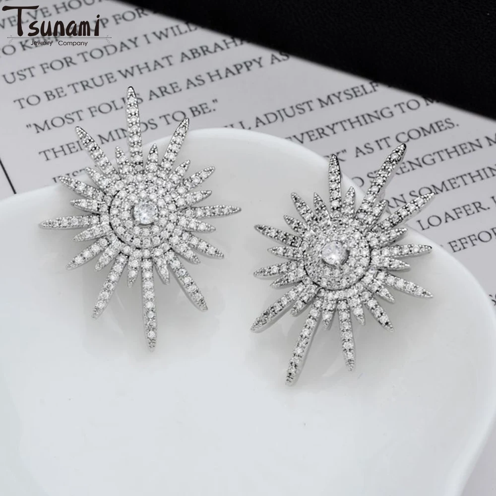 

New Luxury Wedding Design Irregular Circle Earrings Jewelry Cubic Zircon Bride Earings For Women Christmas Festival Gifts 2023