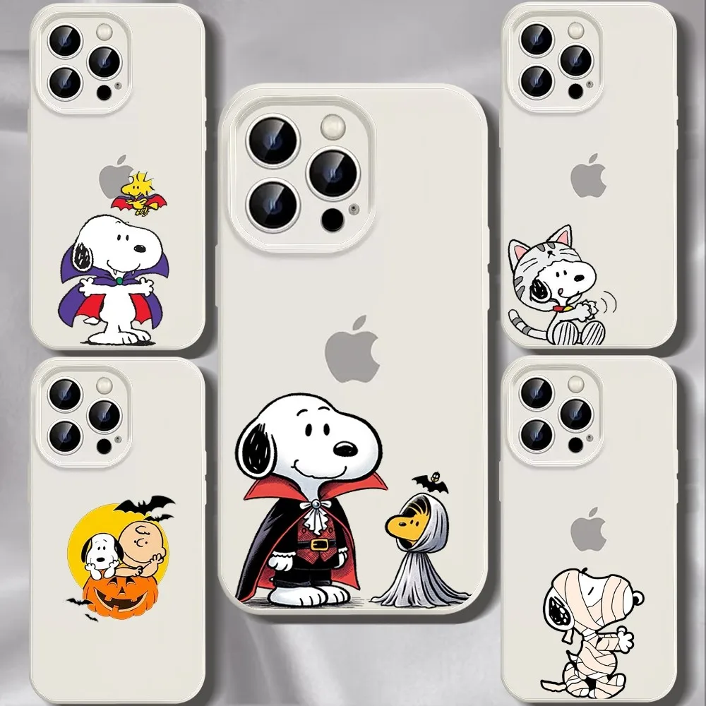 Cartoon S-Snoopy Phone Case For Iphone 11 13 14 15 16 Pro Max X Xr Xs Se2020 12mini White Cover