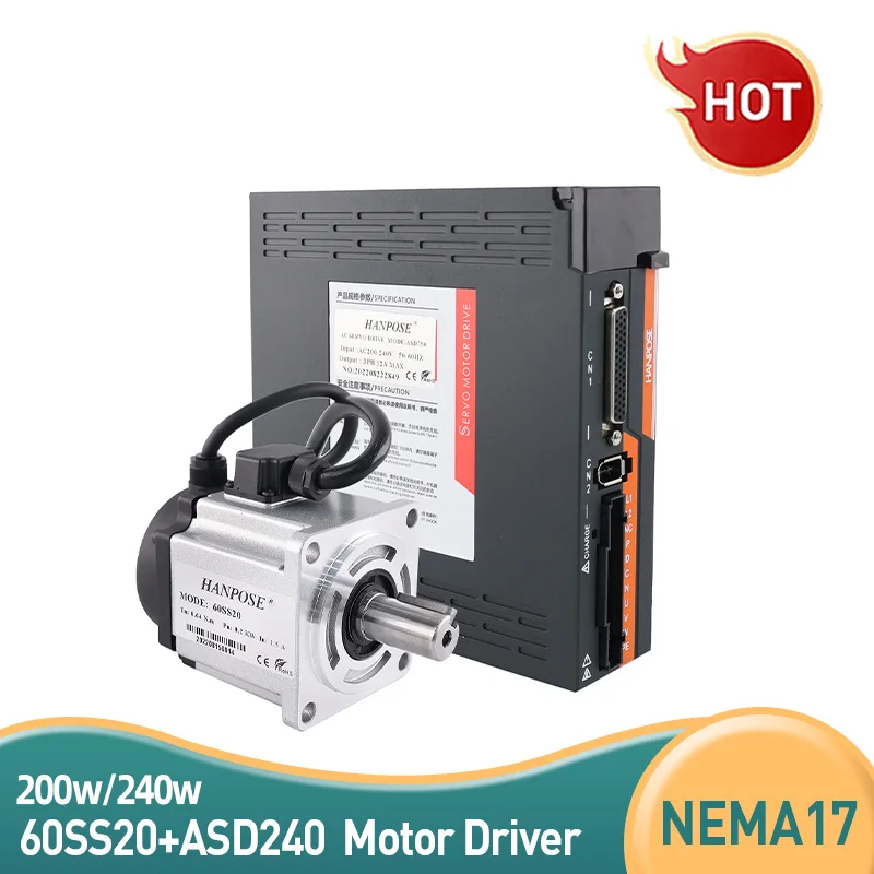 Серводвигатель 200 А нм 60SS20 AC200-240V ASD240 + кабель кодировщика 3 м для серводвигателя