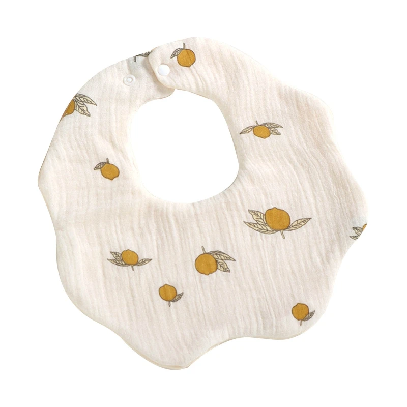 

360° Rotate Burp Cloth Baby Flower Shape Feeding Bib Bandana Scarf 6-Layers Soft Muslin Cotton Absorbent Saliva Towel