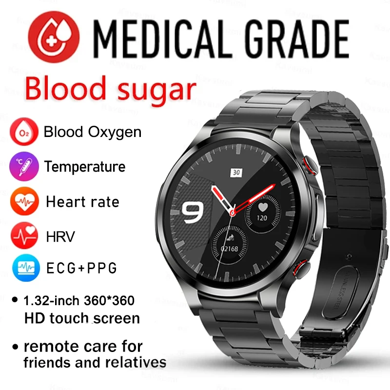 

2023 Smartwatch Blood Sugar ECG+PPG Monitoring Blood Pressure Body Temperature Smart Watch for Men Women Clock Fitness Tracker