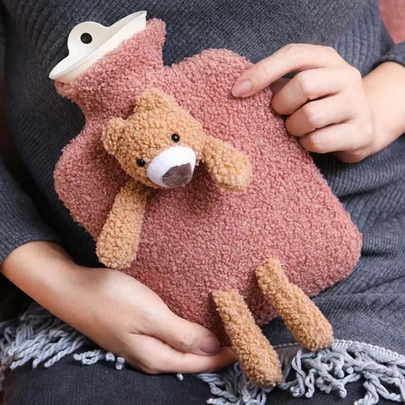 

Portable Hand Warmer With Plush Bear Cover 1000ML Hot Cold Water Bags For Students Teachers Office Workers Children Adults