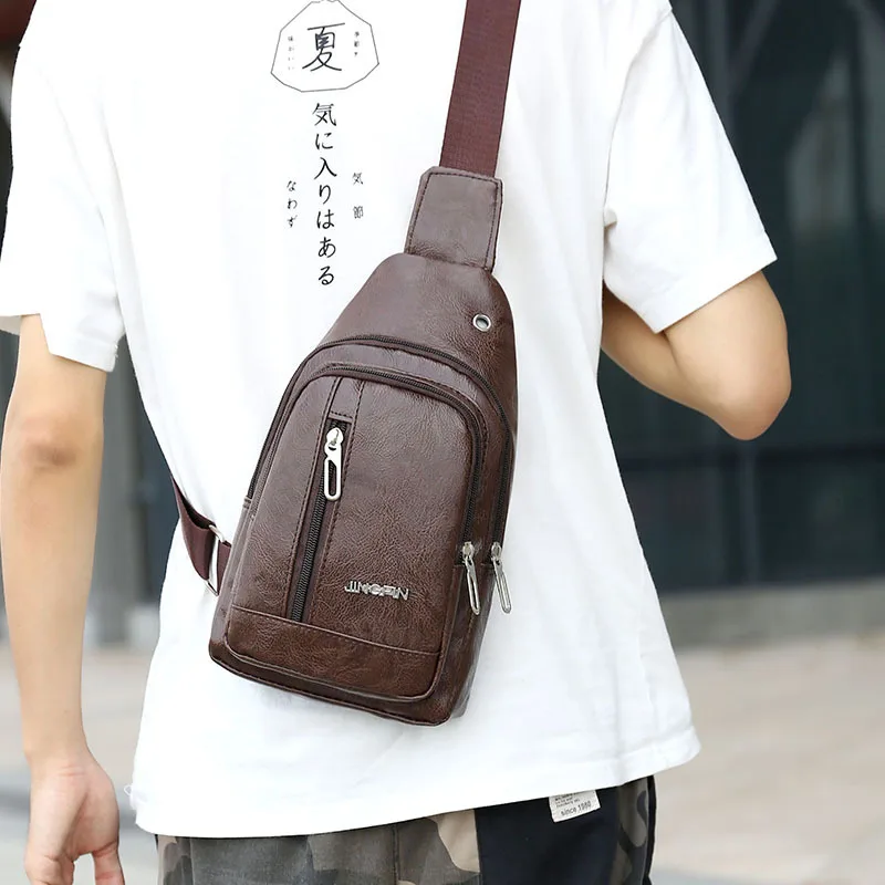 Men's Vintage Leather Men's Crossbody Bag Casual Fashion Crossbody Bag Classic Men's Leather Bag High Quality PU Shoulder Bag