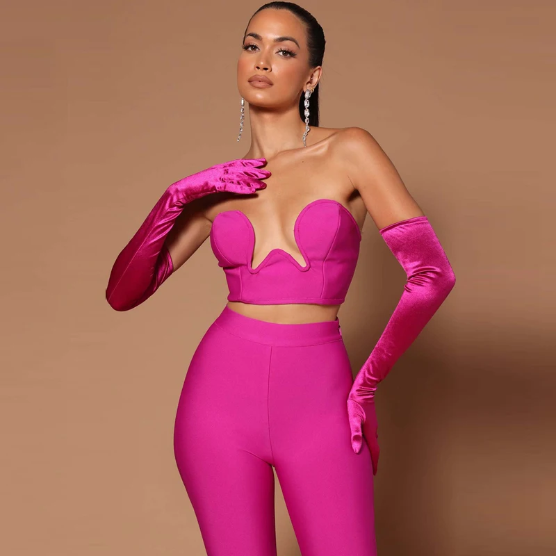 MSMUSI 2024 новый модный женский сексуальный комплект из трех предметов без бретелек