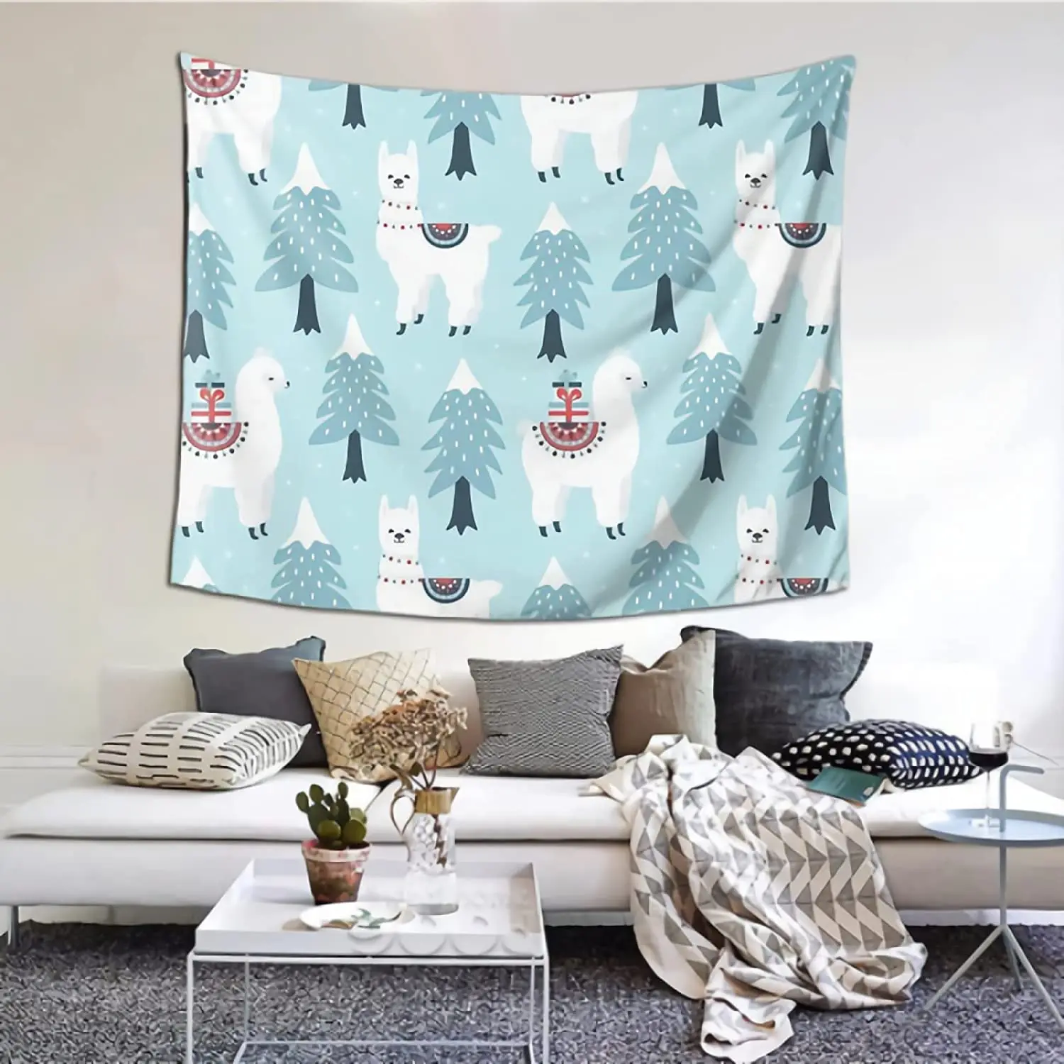 

Christmas Tree Tapestry Wall Hanging Tapestries Polyester Carpet Decorative for Living Room Bedroom Dorm, 60 x 51 Inches, Imiss