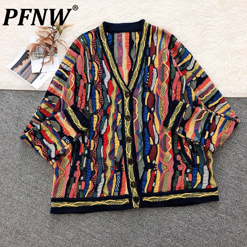 

PFNW Spring Autumn New High Street Coat Sweater Painting Graffiti Vintage Ancient Cardigan Hong Kong Style Niche Design 12A6114
