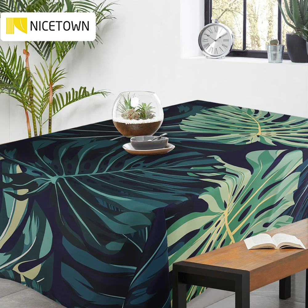 

NICETOWN Tablecloth Tropical Banana Leaf Waterproof Table Cloth Toalha De Mesa Nappe Decoracao Para Casa Manteles Table Cover