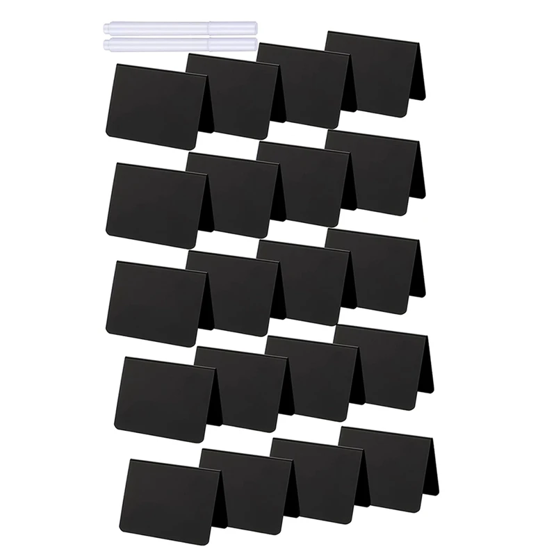 

40 Pieces Mini Chalkboard Signs A-Shaped Chalkboard Tables Buffet Tags PVC Erasable Blackboards With White Chalk Markers
