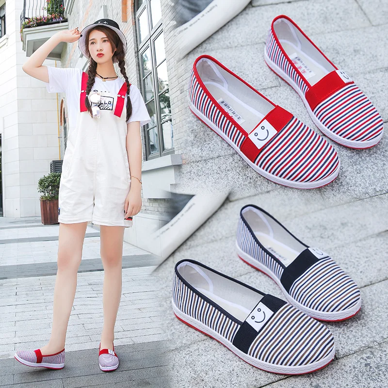 

Slip-On Women Cloth Shoes Breathable Sweat-Absorbing Flats Size 35-41