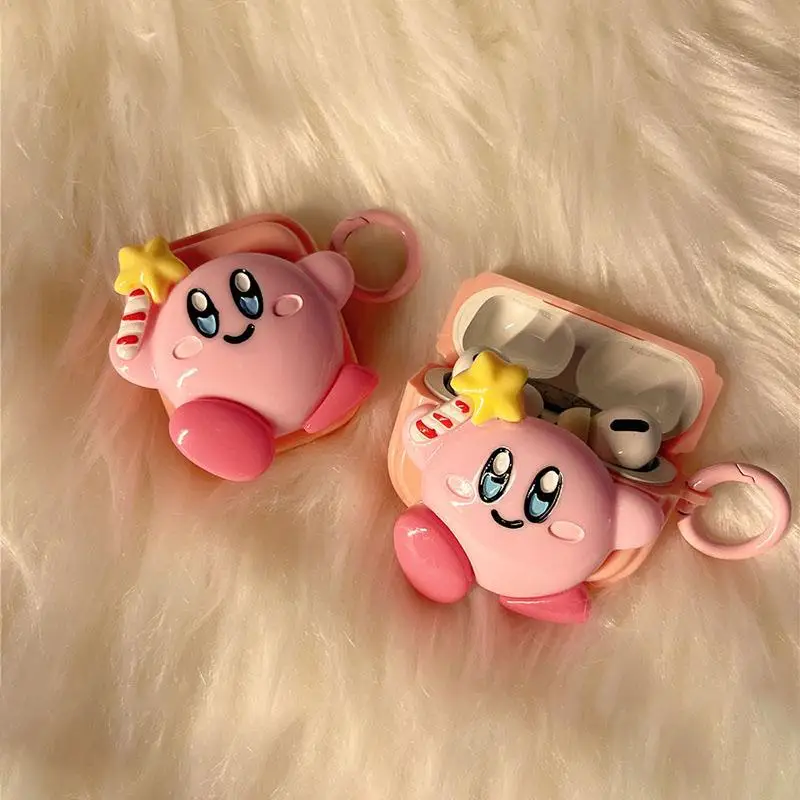 

Защитный чехол Kawaii Anime Star Kirby Airpods 1/2/3/pro, Симпатичный мягкий чехол для Bluetooth гарнитуры, защитный чехол, подарок для девочек с героями мультфильмов