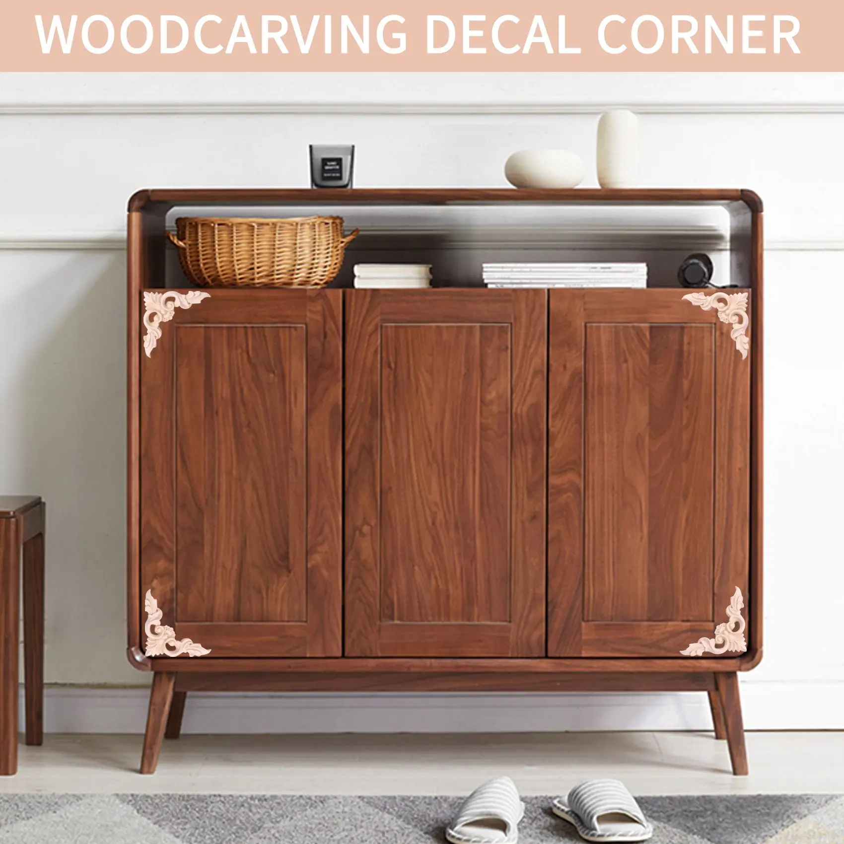 4шт 8*8см деревянная резная угловая накладка мебель украшения дома неокрашенная