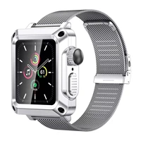 2022 milanese loop metal strap for apple watch 6 54 se 44mm 40mm stainless steel protected glass shell for apple watch 44mm 40mm