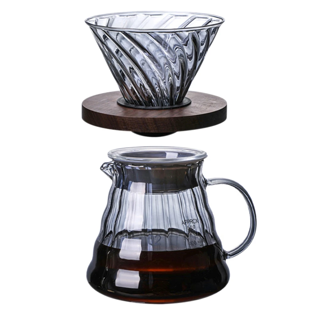 

V60 Pour over Coffee Dripper Coffee Pot Set Coffee Server Coffee Maker Brewing Cup Glass Coffee Funnel Drip Coffee Set A