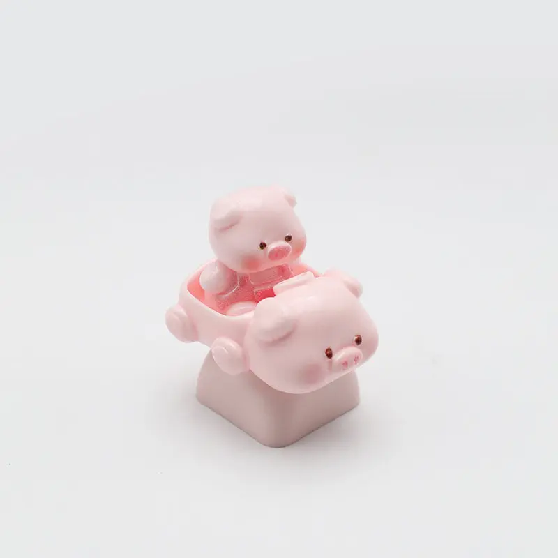 Фото Новые милые розовые колпачки для клавиш в виде свинок, 3D мультяшные полимерные колпачки ESC для механической клавиатуры, персонализированный подарок для девушки, игровые аксессуары №5