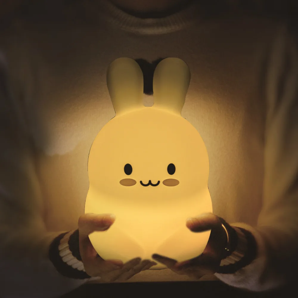 9 Colors Touch Sensor Rabbit LED Night Light Cute Cartoon Silicone Bunny Lamp Bedroom Bedside Lamp for Children Kids Baby Gift