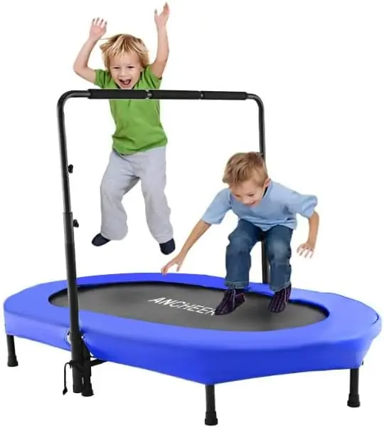 

Trampoline, Mini Rebounder Trampoline with Adjustable Handle, Exercise Trampoline for Indoor/Garden/Workout Cardio, Parent-Child