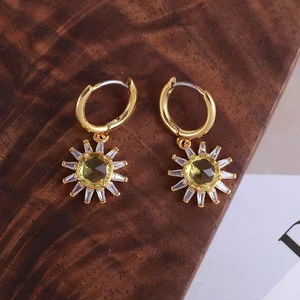 Exaggerated personality fashion niche European and American style sunflower design earrings