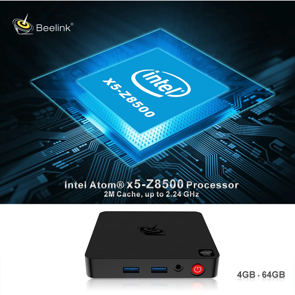 Beelink T4 Windows 10 Pro Intel Atom x5-Z8500 Mini PC 4 Гб 64 2 4G Φ Wifi 1000M Lan BT4.0 настольный мини-компьютер VS PRO