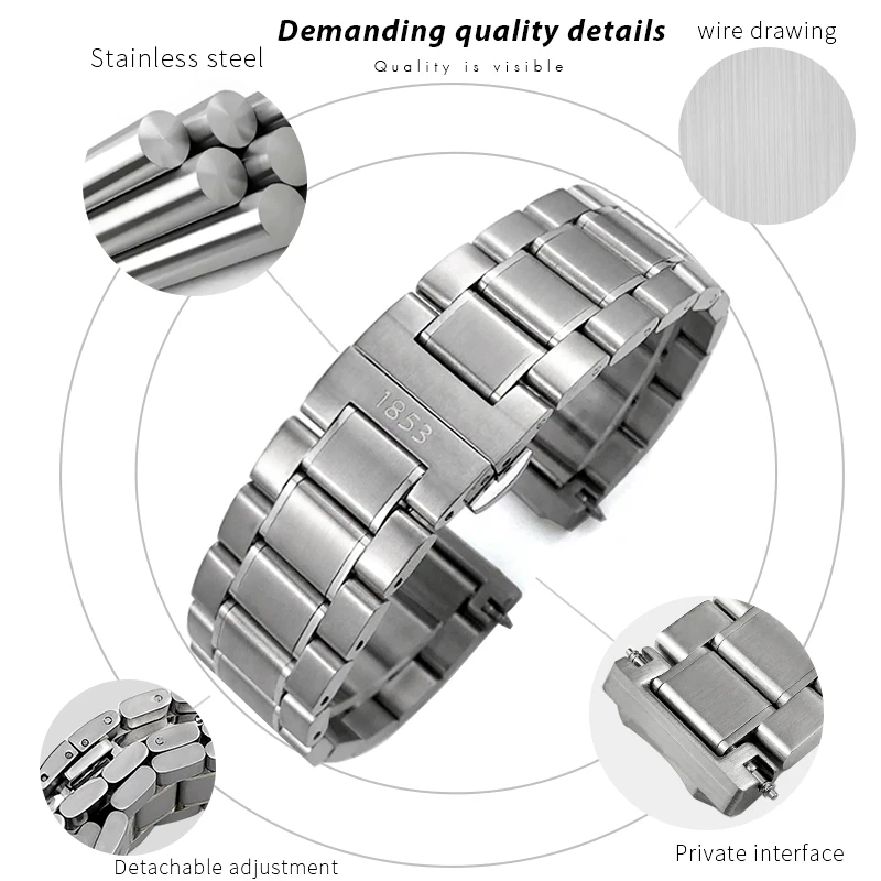 Фото Для Tissot T060 ремешок для часов T060.407 T060.408 T-Tempo автоматический 20 мм ремешок для часов из нержавеющей стали 316L серебро золотые браслеты мужские №2