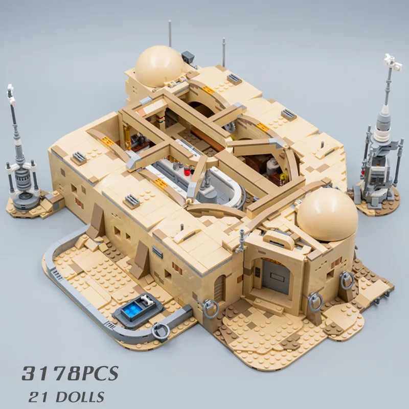 

Disney 3187PCS 21 Dolls Stars Space Wars Mos Eisley Villa Robot Bistro House Figures Fit 75290 Building Blocks Bricks Toy Gift