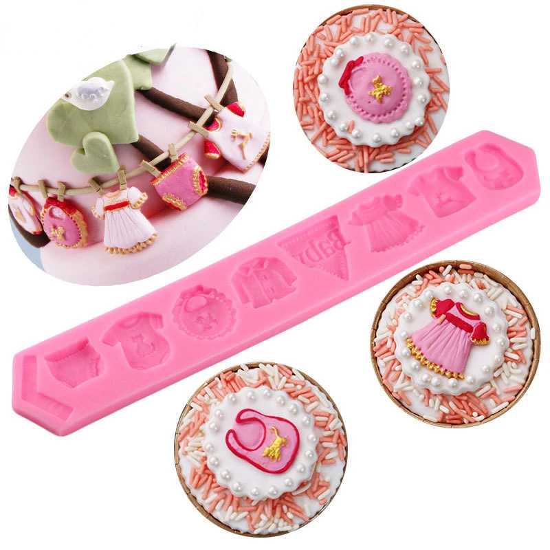 

Mujiang Baby Clothes Silicone Mold Cake Border Decorating Fondant Molds Sugarcraft Chocolate Candy Clay Gumpaste Moulds