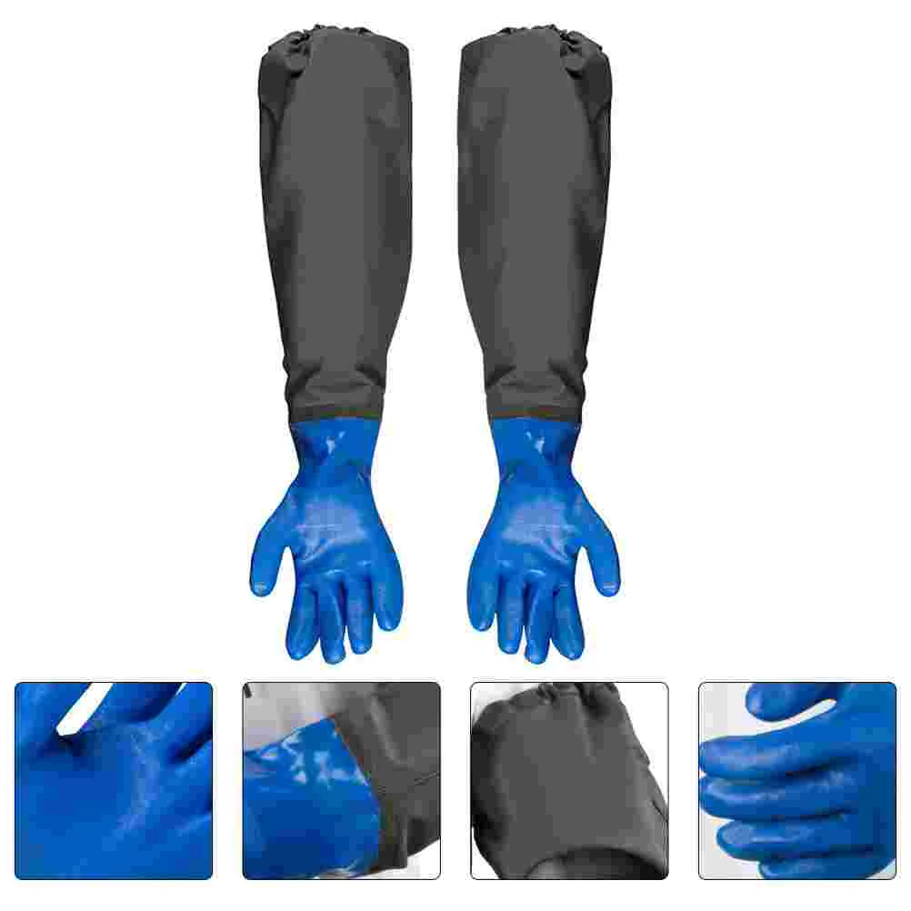 

Long Sleeve Aquarium Gloves Work Waterproof Seamless Stitching Knitted Fabric Safe
