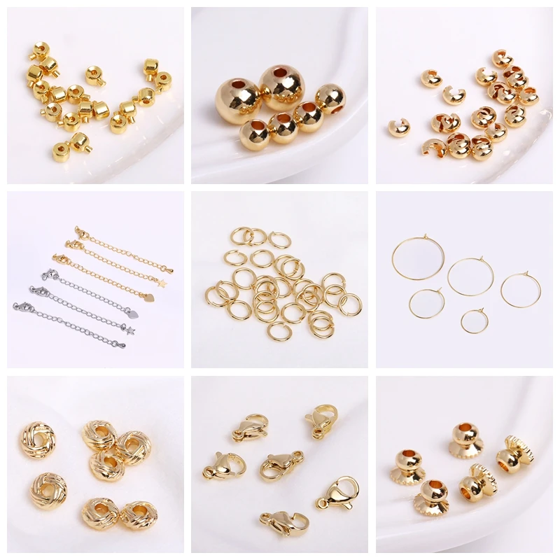 14K Gold Plated Ball End Cap for Memory Wire DIY Jewelry Bracelet Making Fastener Accessory Jewellery Making Supplies Wholesale images - 6