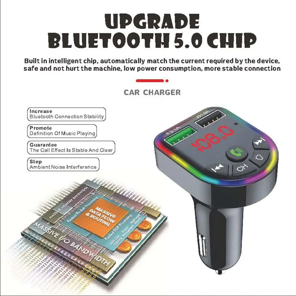 Передатчик Bluetooth для автомобильного радио с двумя USB беспроводных громкой связи