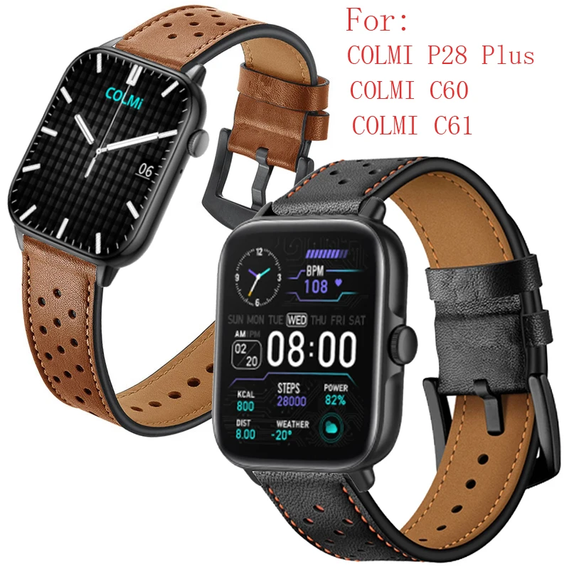

Ремешок из натуральной кожи для смарт-часов COLMI P8 Plus, сменные ремни для COLMI C61 C60